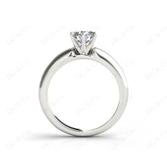 Round cut classic diamond solitaire ring with six claws setting in Platinum