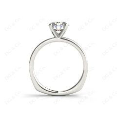 Round Cut Solitaire Four Claws Diamond Ring in 18K White