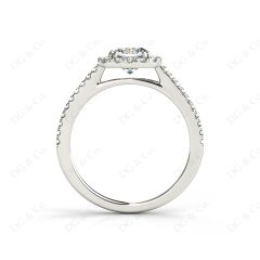 Cushion Cut Halo Diamond Engagement Ring with Claw Set Centre Stone in Platinum