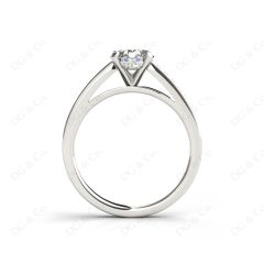 Round Cut Claw Set Diamond Ring with Share Prongs Set Side Stones in 18K White