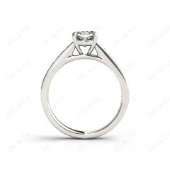 Cushion Cut Four Claws Set Diamond Ring with Channel Set Side Stones in 18K White