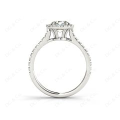 Round Cut Halo Diamond Engagement Ring with Claw Set Centre Stone in 18K White