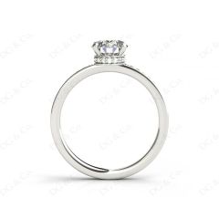 Round Cut Four Claw Set Diamond Ring with Round Share Prong Set Side Stones in Platinum