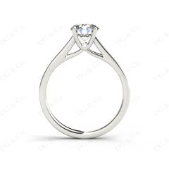 Round Cut Four Claw Set Diamond Ring with Round Cut Channel Set Diamonds Down the Shoulders and on the Setting in Platinum