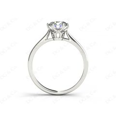 Round Cut Six Claw Set Diamond Ring on a Plain Band in Platinum