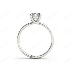 Round Cut Four Claw Set Diamond Ring with Plain Band In Platinum