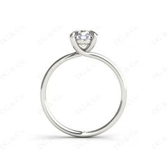 Round Cut Four Claw Set Diamond Ring with Plain Band in 18K White