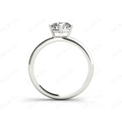 Solitaire Round Cut Four Claw Set Diamond Engagement Ring with Plain Band in 18K White