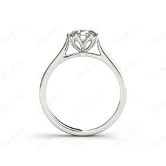 Round Cut Six Claw Set Diamond Ring with Plain Band in Platinum