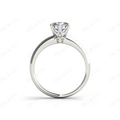 Round Cut Six Claw Set Diamond Ring With Round Cut Diamonds Pave Set on the Sides with a Plain Band in Platinum