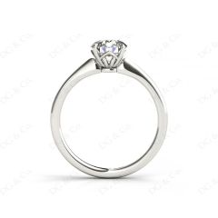 Round Cut Four Claw Set Diamond Ring With a Plain Band in Platinum