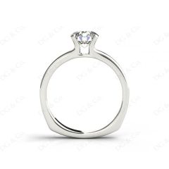 Solitaire Split Band Round Cut Four Claw Diamond Ring. in 18K White