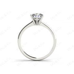 Solitaire Round Cut 6 Claw Diamond Engagement Ring With A Tapered Band  In 18K White