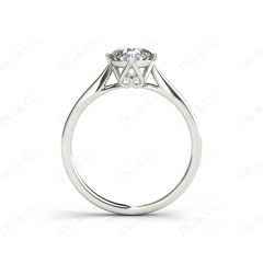 Art Deco Solitaire Round Cut Four Claw Diamond Ring  In 18K White