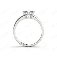 Round Cut Bezel Set Diamond Ring on a Plain Band. in 18K White