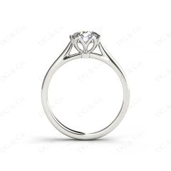 Round Cut Diamond Six Claw Solitaire Ring in 18K White