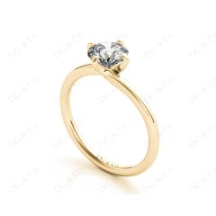 Round Cut Four Claws set Twist Diamond Ring in 18K Yellow