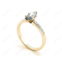 Marquise Cut Diamond Engagement ring with six claws centre stone in 18K Yellow