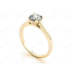 Round Cut Diamond Engagement Claw Set Solitaire Ring in 18K Yellow