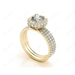 Cushion Cut Four Claw Set Diamond Engagement Ring in 18K Yellow