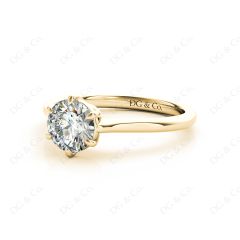 Round Cut Classic Six Claws Diamond Solitaire Ring in 18K Yellow Gold