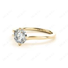 Round Cut Four Claws set Twist Diamond Ring in 18K Yellow