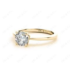 Unique Round Cut Classic Four Claws Diamond Solitaire Engagement Ring in 18K Yellow