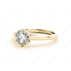 Round Cut Classic Six Claws Diamond Solitaire Ring in 18K Yellow