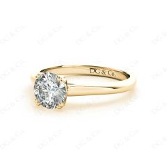 Round Cut Diamond Engagement Claw Set Solitaire Ring in 18K Yellow