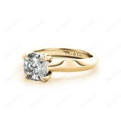 Cushion Cut Classic Four Claws Diamond Engagement Ring in 18K Yellow