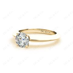 Round Cut Classic Four Claws Diamond Solitaire Ring in 18K Yellow