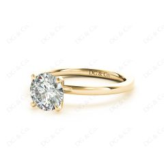 Round Cut Solitaire Four Claws Diamond Ring in 18K Yellow