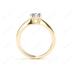 Unique Round Cut Classic Four Claws Diamond Solitaire Engagement Ring in 18K Yellow