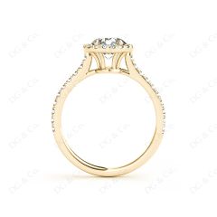 Round Cut Halo Diamond Engagement Ring with Claw Set Centre Stone in 18K Yellow