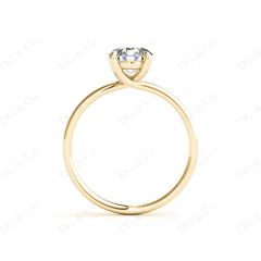 Round Cut Four Claw Set Diamond Ring with Plain Band in 18K Yellow