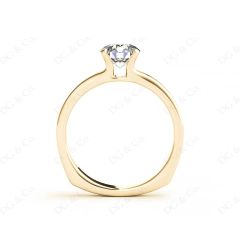 Solitaire Split Band Round Cut Four Claw Diamond Ring. in 18K Yellow