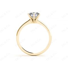 Solitaire Round Cut 6 Claw Diamond Engagement Ring With A Tapered Band  In 18K Yellow
