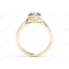 Art Deco Solitaire Round Cut Four Claw Diamond Ring In 18K Yellow
