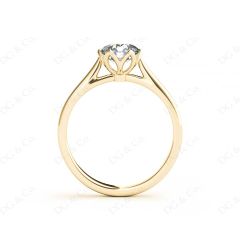 Round Cut Diamond Six Claw Solitaire Ring in 18K Yellow