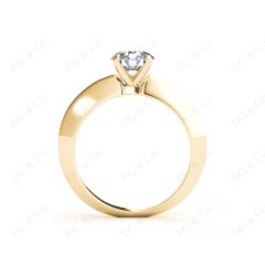 Round Cut Classic Four Claws Diamond Solitaire Ring in 18K Yellow