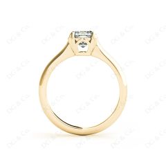 Cushion Cut Classic Four Claws Diamond Solitaire Ring in 18K Yellow