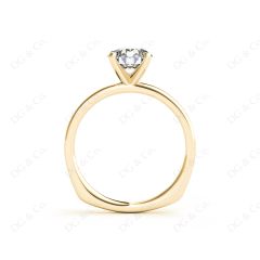 Round Cut Solitaire Four Claws Diamond Ring in 18K Yellow