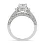 Vintage Style Round Cut Trilogy Diamond Engagement Ring Baguette Setting Side Stones In 18K White Gold...