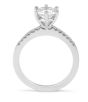 1.00CT GIA Certified Six Claw Diamond Engagement Ring Pave Setting Side Stone In 18K White gold Pave Setting