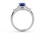 Emerald Cut Ceylon Blue Sapphire Diamond Engagement Ring with Tapered Diamond Shoulder  In 18K White Gold