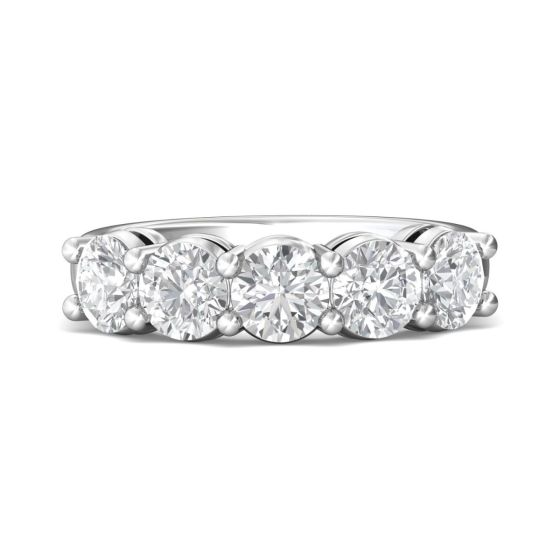 2.50CT FIVE Stone Share Prong setting Diamond Anniversary Wedding Ring In 18K White Gold