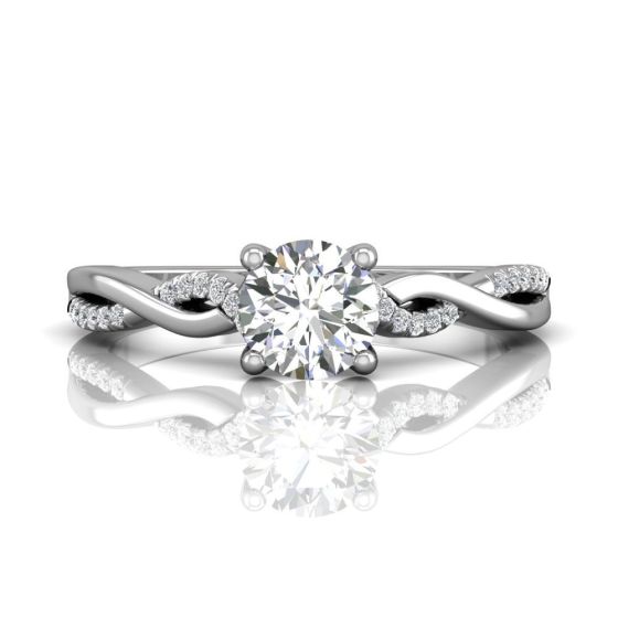 Twist Four Claw Diamond Engagement Ring-18K White