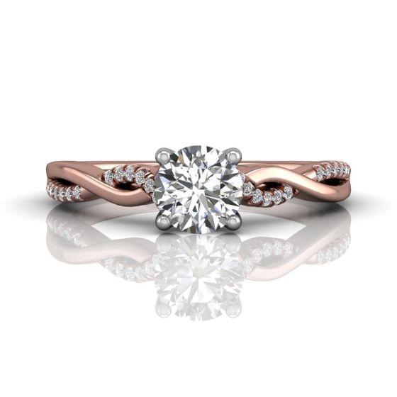 Twist Four Claw Diamond Engagement Ring-18K Rose