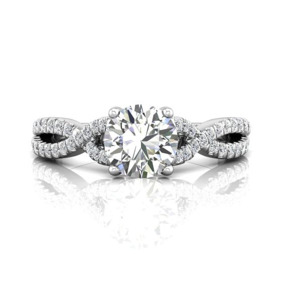 Round Cut Diamond Ring With Claw Set Centre Stone-Platinum