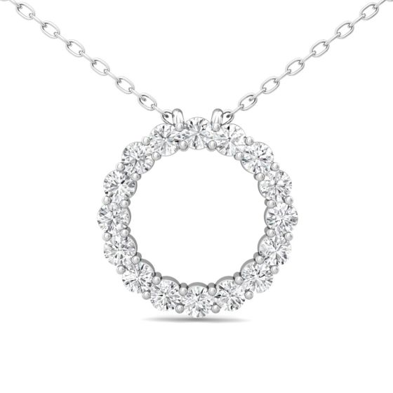 Eternity Circle Lab Grown Diamond Pendant Share Prong Setting In 18K White Gold 